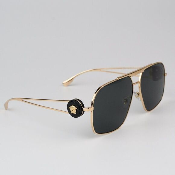 NEW Versace VE2269 100287 Gold Dark Grey Pilot Unisex Sunglasses VE 2269 - Picture 5 of 12